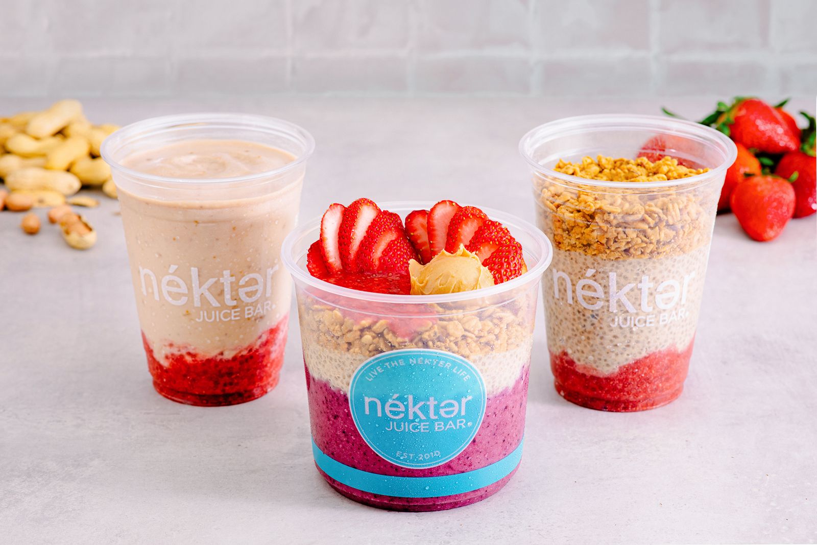 Le bar à jus Nékter démarre le printemps frais avec une version plus saine du PB&J et une nouvelle gamme de produits propres et rafraîchissants à faible teneur en calories "Nékter Freshers" Nékter PB&J Trio