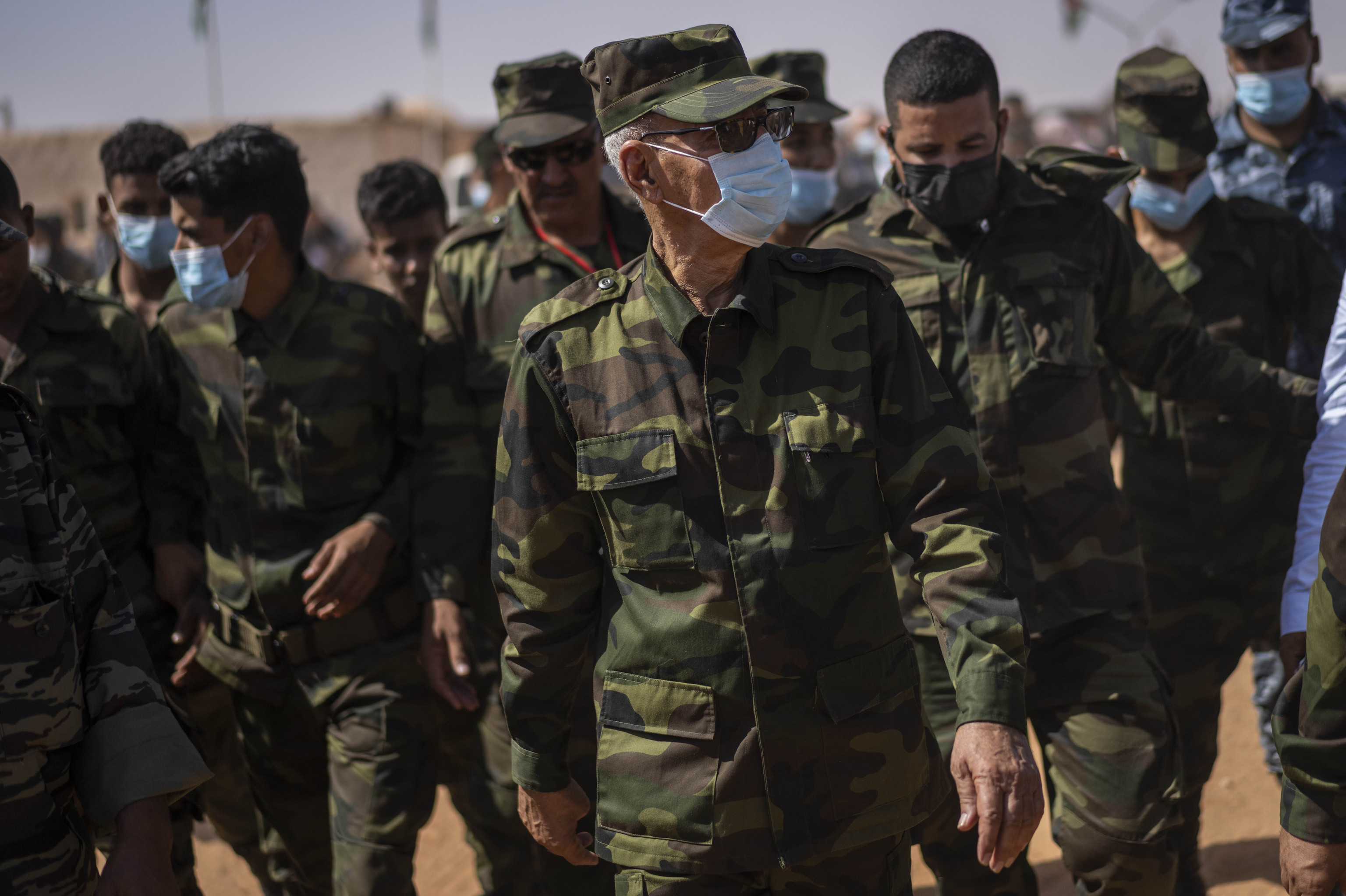 Brahim Ghali, au mois de décembre, dans le camp de réfugiés de Dajla, en Algérie.