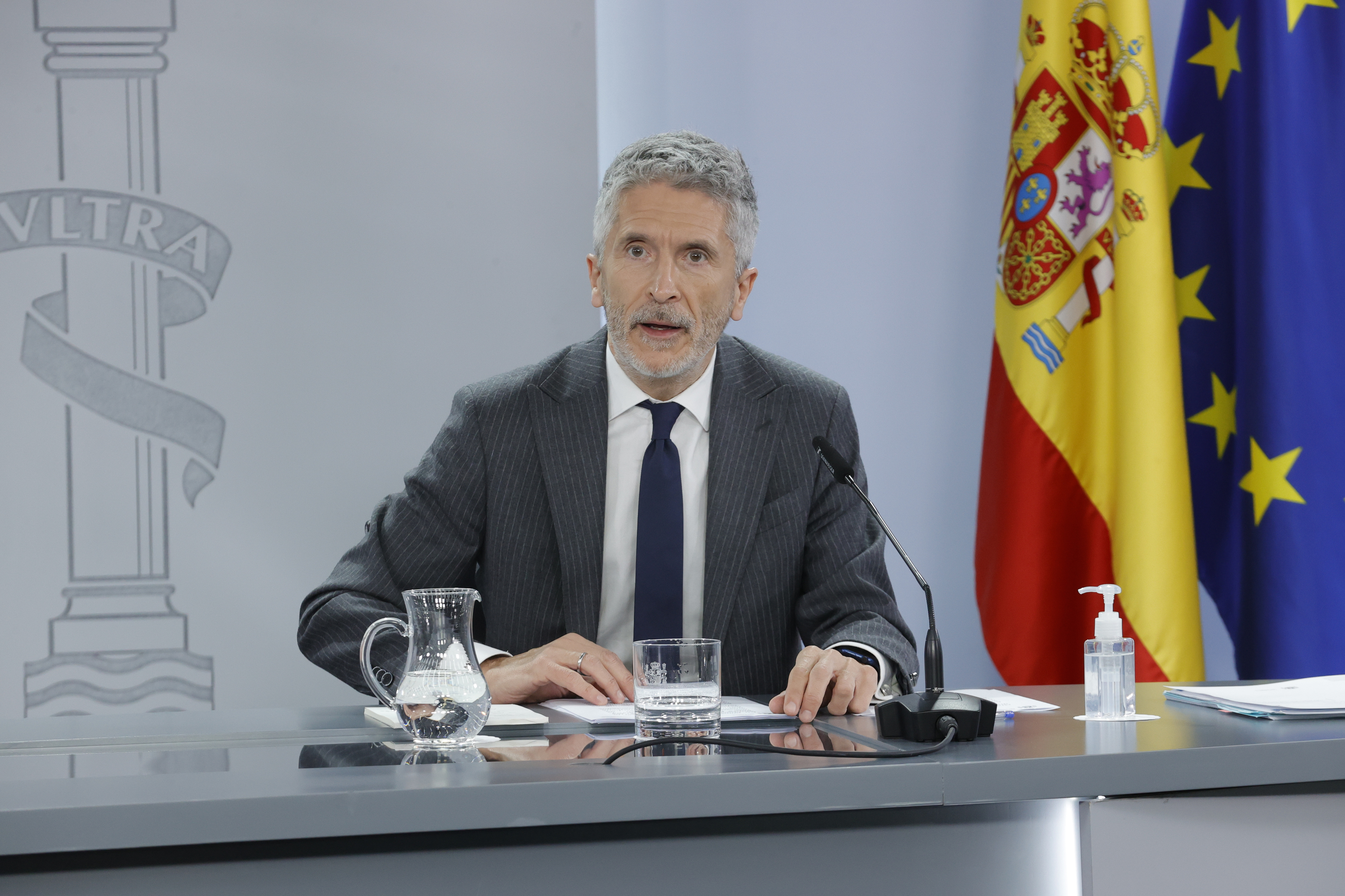 Fernando Grande-Marlaska, ce vendredi, à La Moncloa.