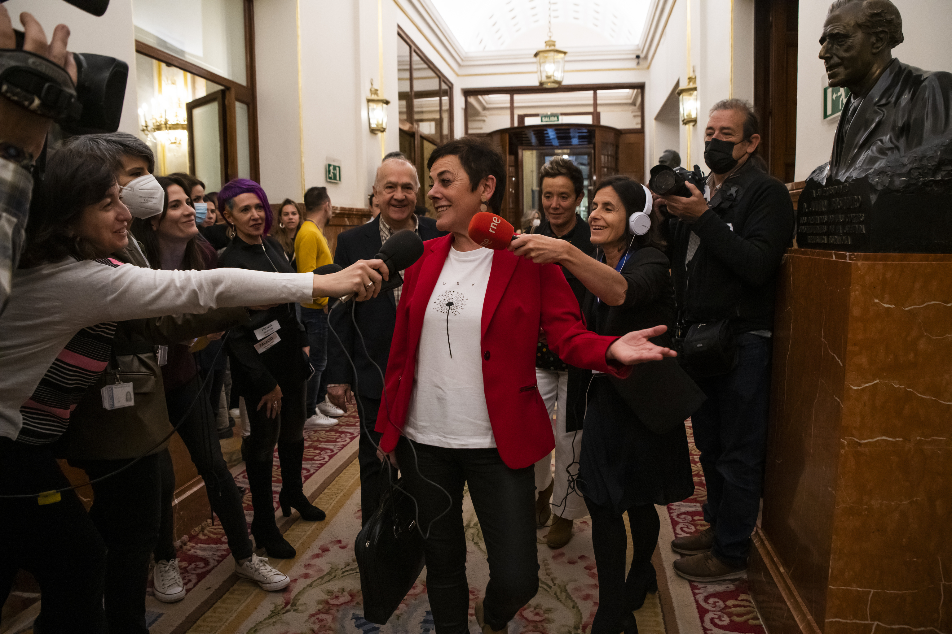 La porte-parole de Bildu, Mertxe Aizpurua, à son arrivée au Congrès.