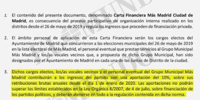 Mme Madrid impose des dons « illégaux » de 10% à ses accusations