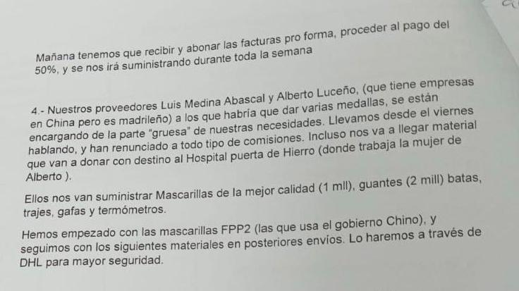 Fragment du courrier envoyé par le responsable des achats au coordinateur du maire