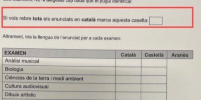 Plaintes sur la forme de la Generalitat dans la sélectivité qui « incite » à choisir le catalan plutôt que l&rsquo;espagnol