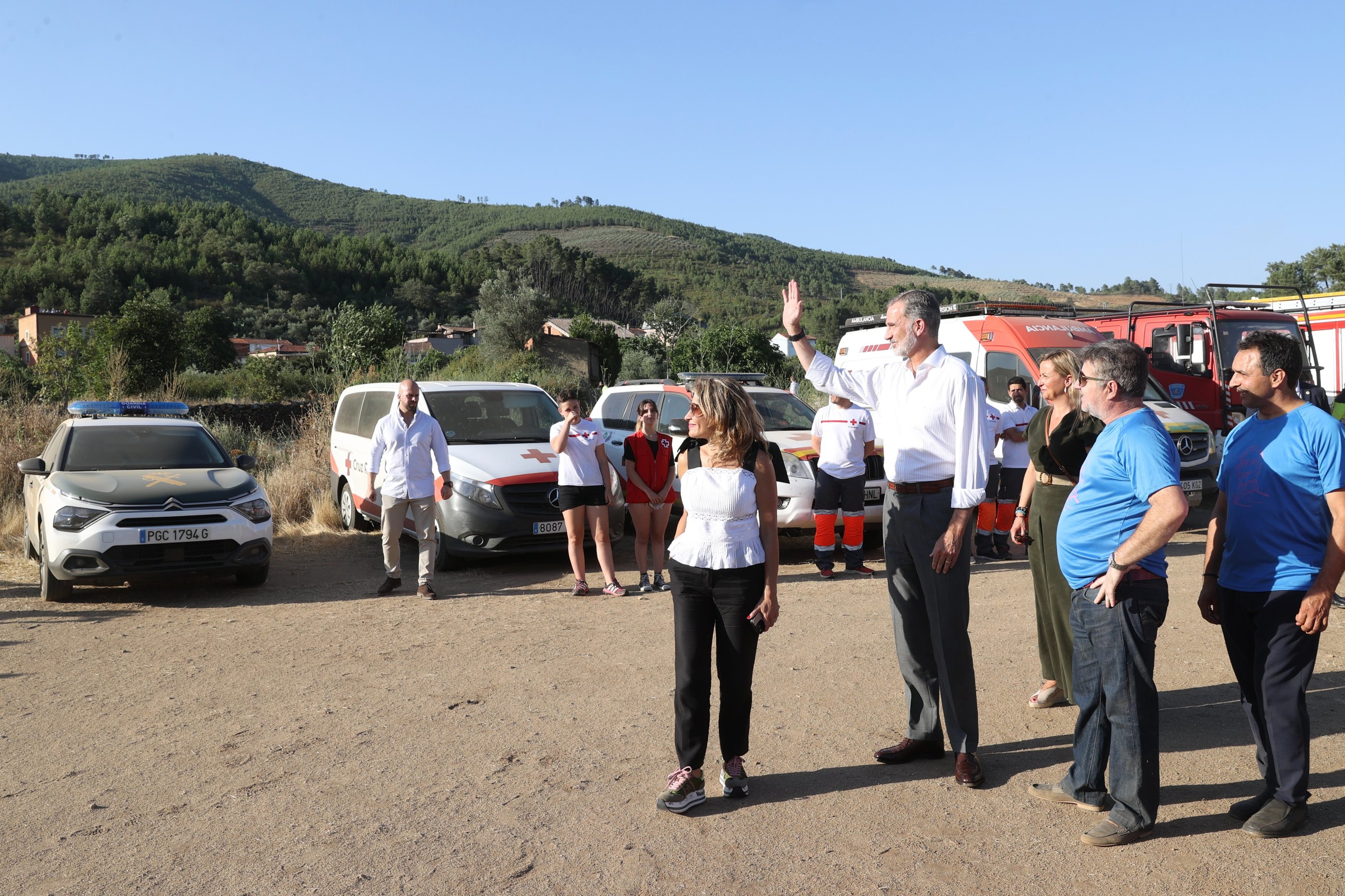 Le roi Felipe VI, lors de sa visite à Las Hurdes.