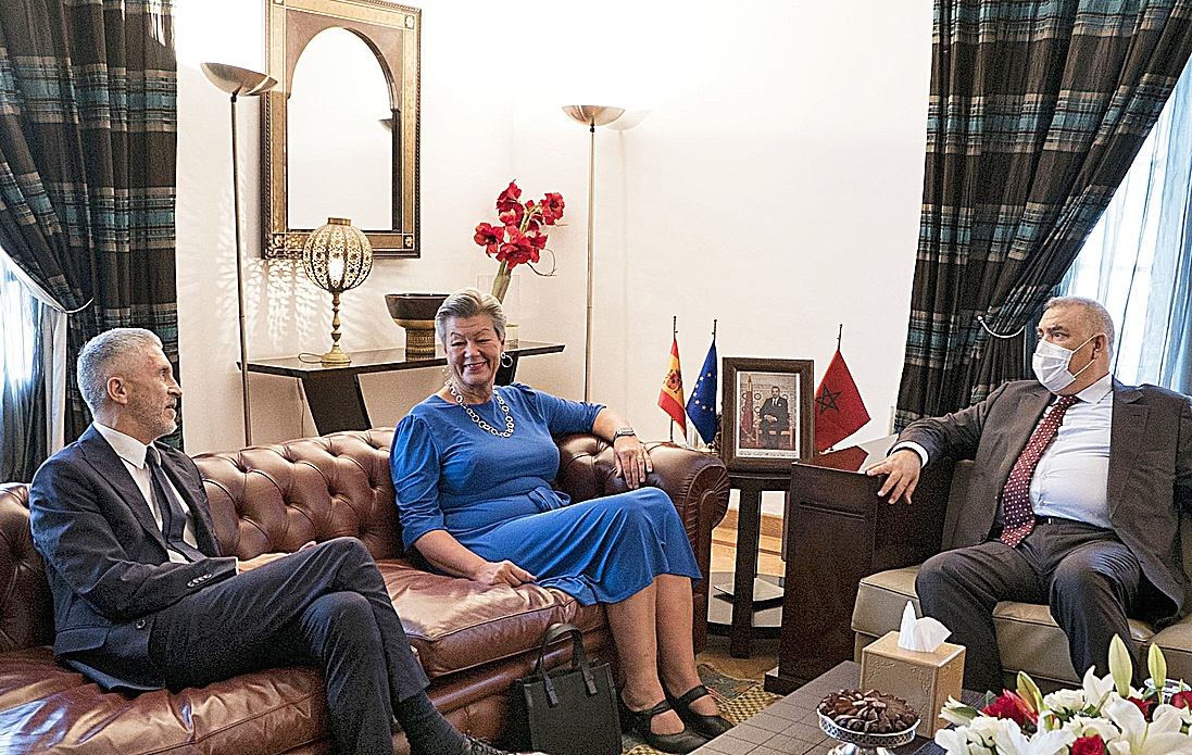 Marlaska, Johansson et le ministre marocain de l'Intérieur