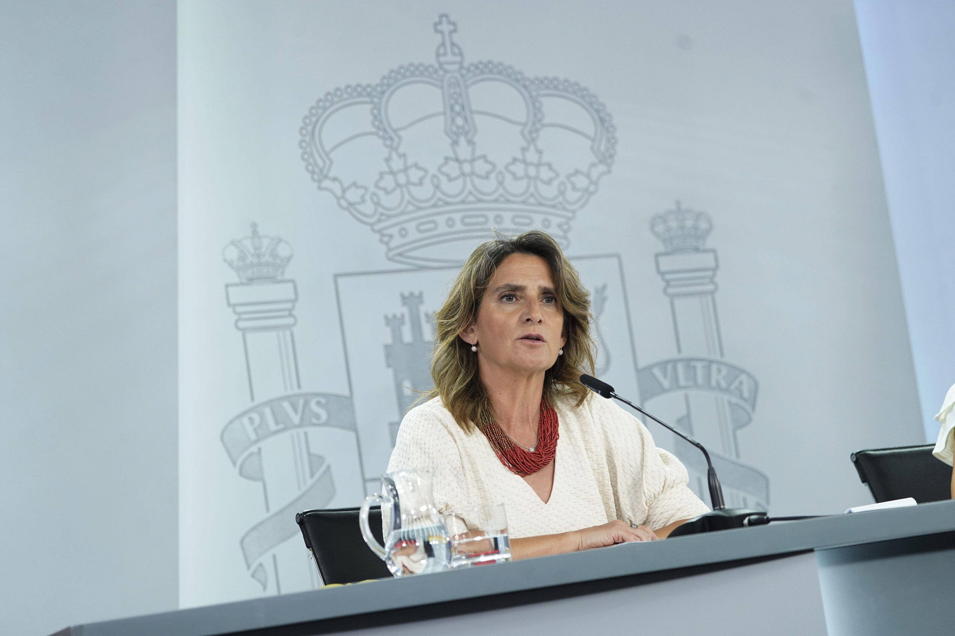 La vice-présidente Teresa Ribera, lors d'une conférence de presse.