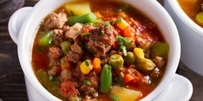 Soupe de légumes au boeuf haché (recette facile)