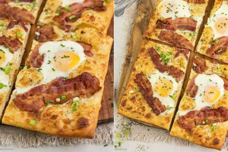 Pizza rapide ▷ avec œuf au plat, bacon et fromage