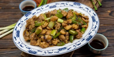 Poulet aux ▷ oignons nouveaux et gingembre