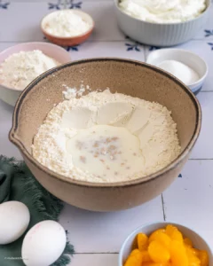 Ingrédients pour le gâteau au caillé.