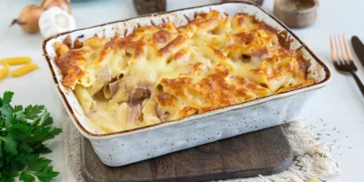 Gratin de pâtes et jambon ▷ cuit rapidement et facilement