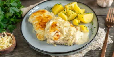 Escalope d&rsquo;oignons et crème ▷ sortie du four