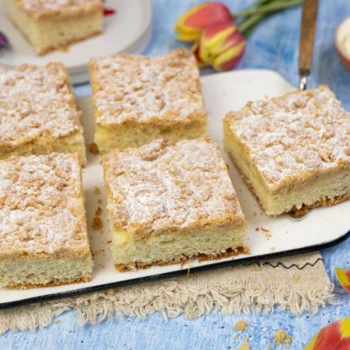 Gâteau aux miettes juteuses du plateau.