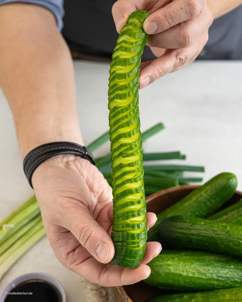 Concombres en forme de spirale