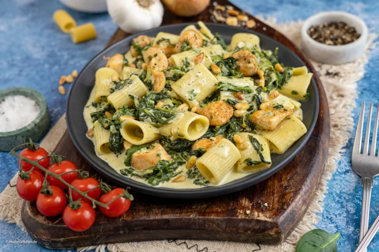 Pâtes aux épinards et poulet |  rapide et savoureux