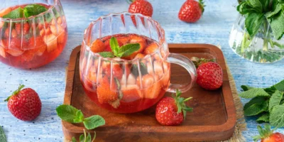 Punch aux fraises avec vin mousseux et vin blanc |  rafraîchissant et délicieux