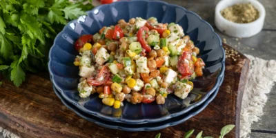 Salade de pois chiches aux pois chiches rôtis et feta |  végétarien