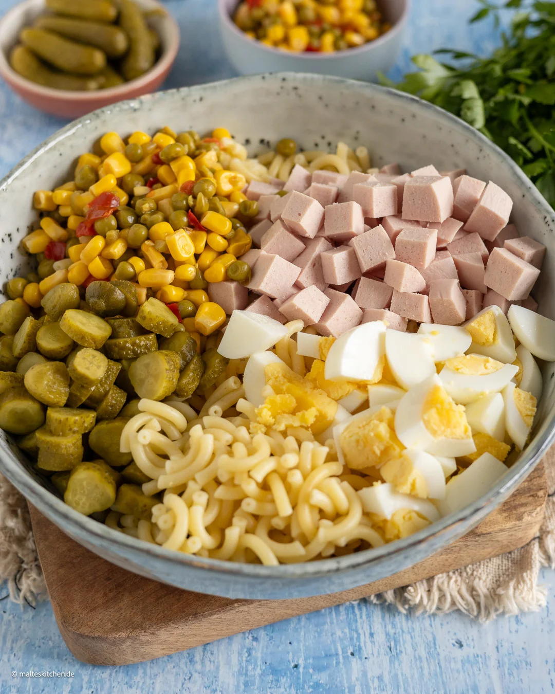 Ingrédients pour la salade de pâtes