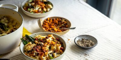 Macaroni au fromage et au chou-fleur de Donal Skehan avec chapelure au chorizo