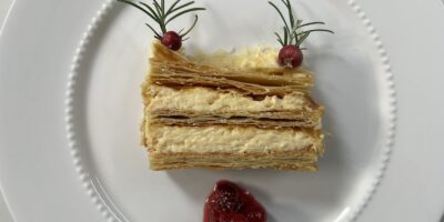 Mille feuille aux trois fromages de Rory et aux canneberges