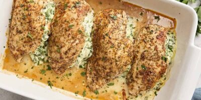 Poitrine de poulet farcie aux épinards