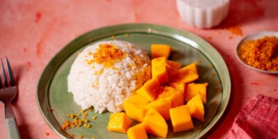 Cuisine asiatique d'Eva Pau: Mango et noix de coco au dessert de riz collant
