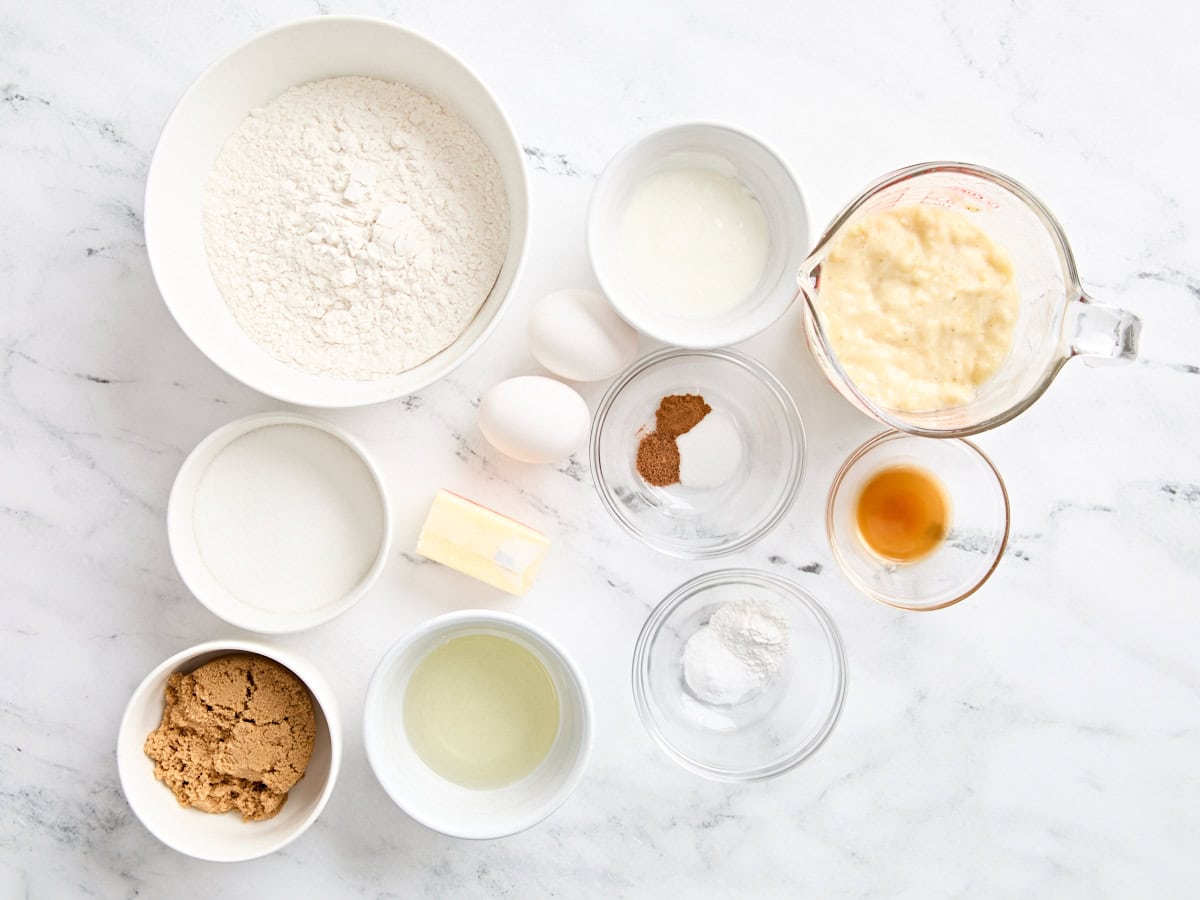 Les ingrédients des muffins à la banane