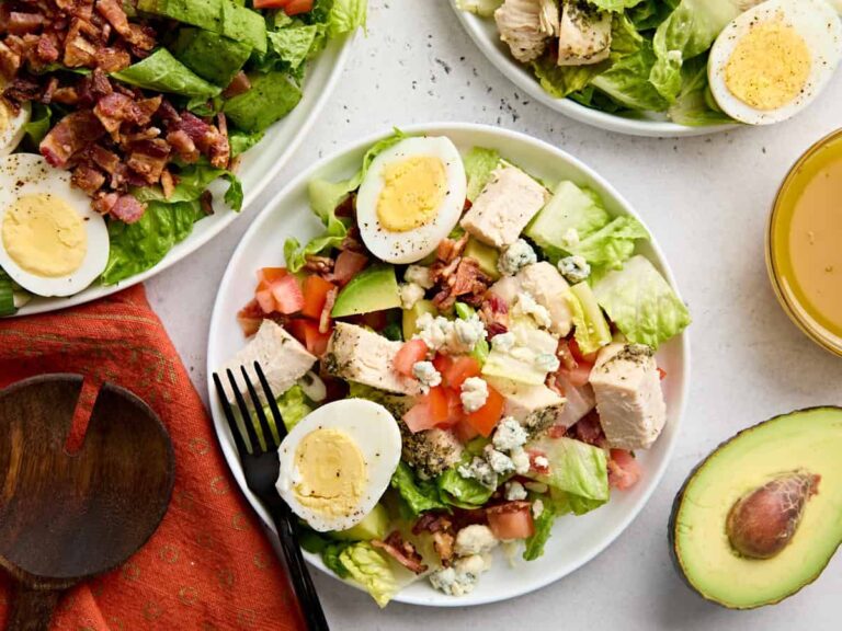 Cobb salad on a plate.