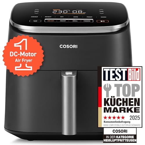 Cosori Turblaze Hot Air Fryer Airfryer, 9 en 1 Air Fry XXL 6L, moteur DC silencieux avec 5 niveaux de vitesse, grillades, cuisson, fermentation, déshydratant, congélation, 87 recettes, 64% d'économie d'énergie