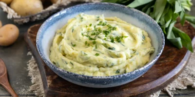 Porridge de pomme de terre à l'ail sauvage | Si crémeux, épicé, délicieux!