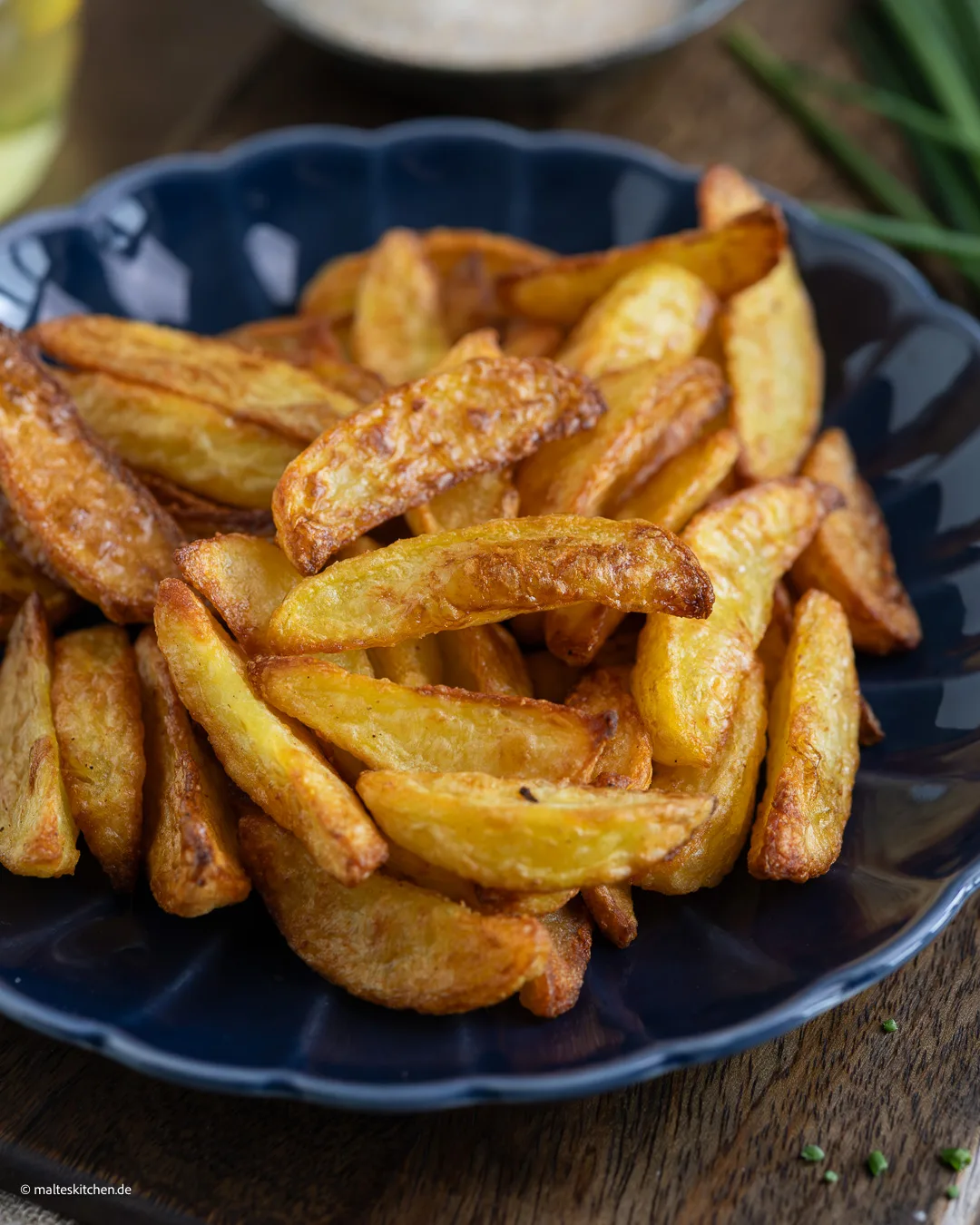 Corners de pommes de terre de la friteuse à air chaud.