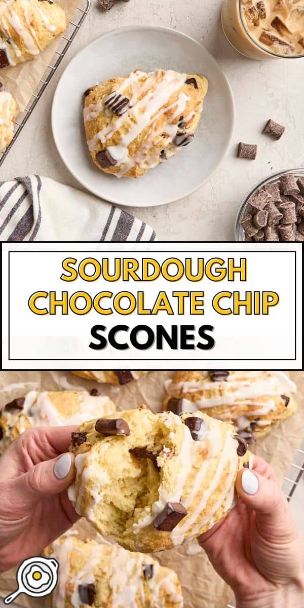 Image d'épingle de scones à pépites de chocolat au levain