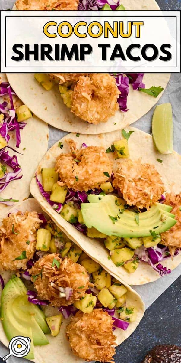 Image d'épingle de tacos de crevettes de coco