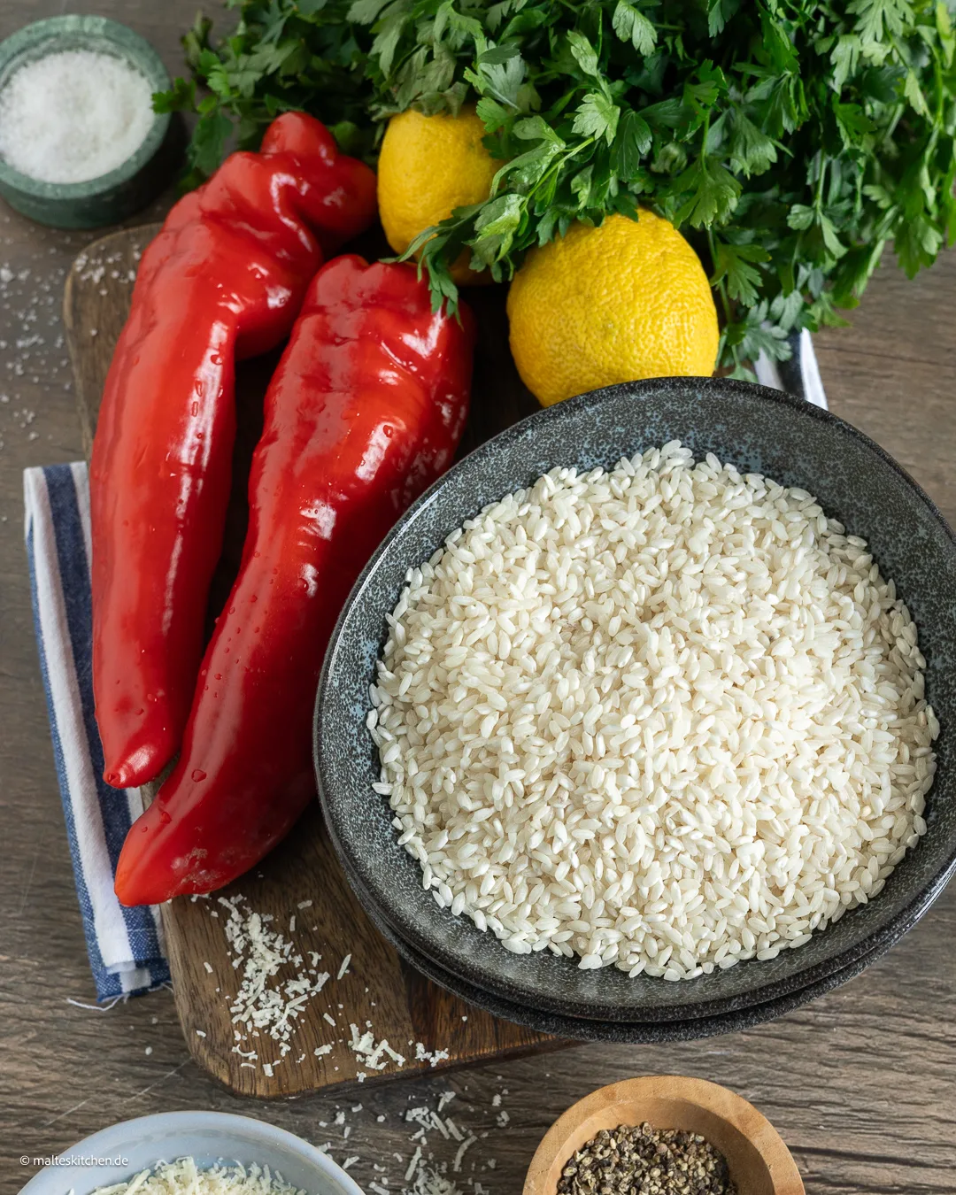 Ingrédients pour le risotto au citron