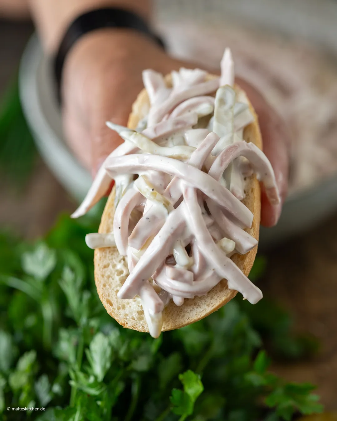 Salade de viande sur les rouleaux