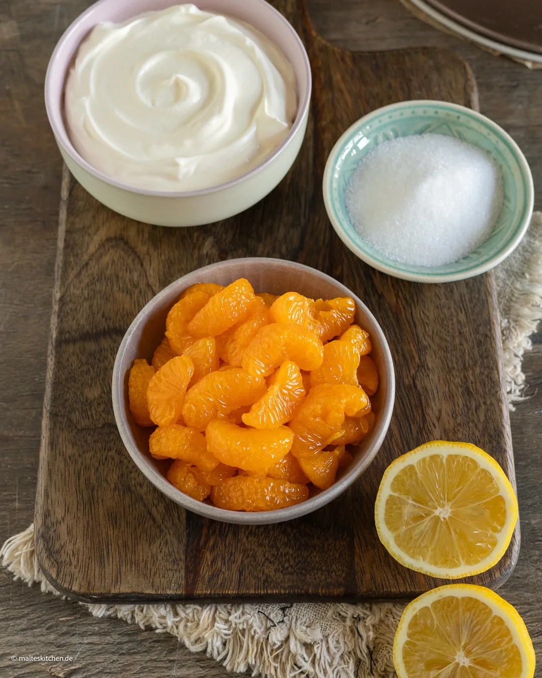 Ingrédients du gâteau de schmand mandarine