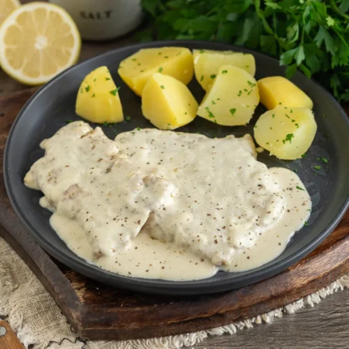 La délicieuse crème de grand-mère schnitzel