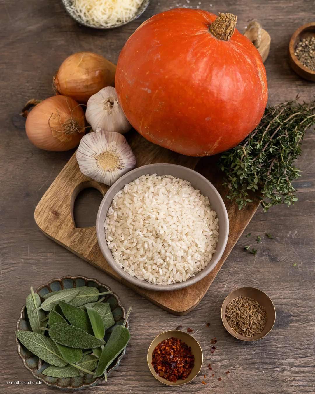 Ingrédients risotto à la citrouille