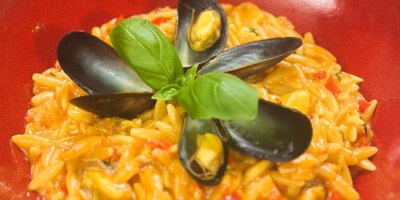 Orzo au safran de Neven et moules nduja