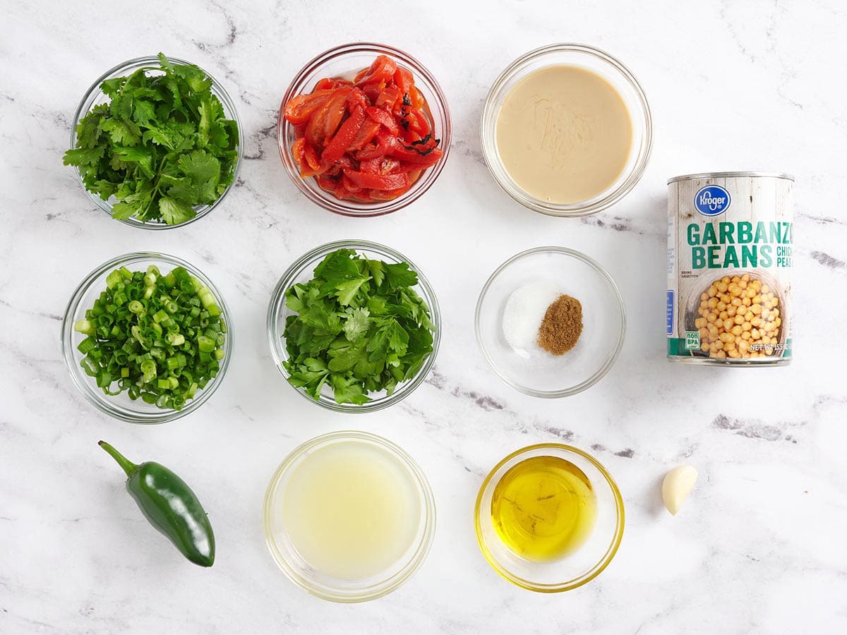 Les ingrédients pour faire du houmous maison.