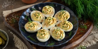 Oeufs farcis à la crème fraîche | extra crémeux et délicieux