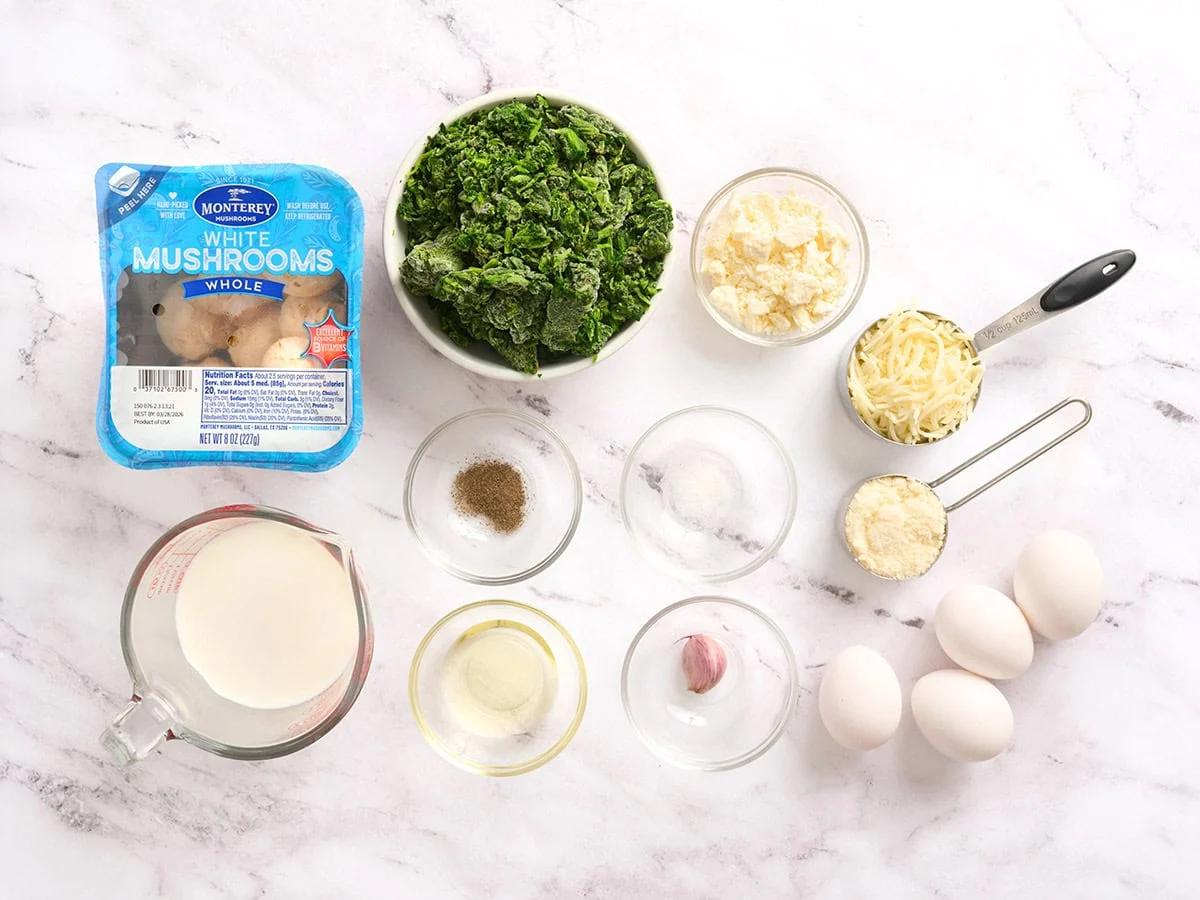 Les ingrédients pour faire une quiche sans croûte.