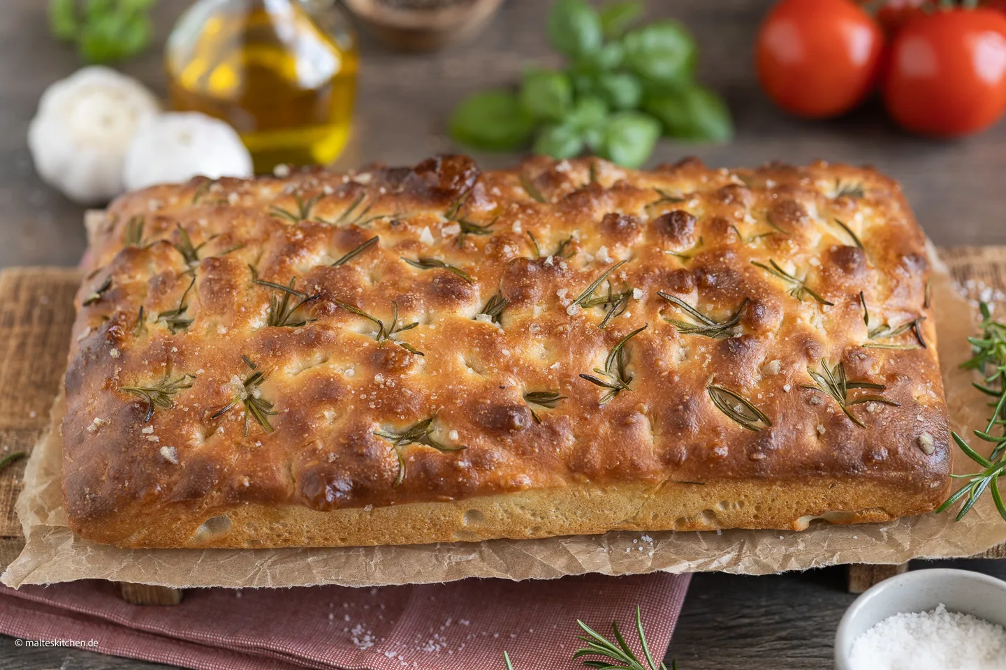 Focaccia au romarin | Recette sans pétrissage