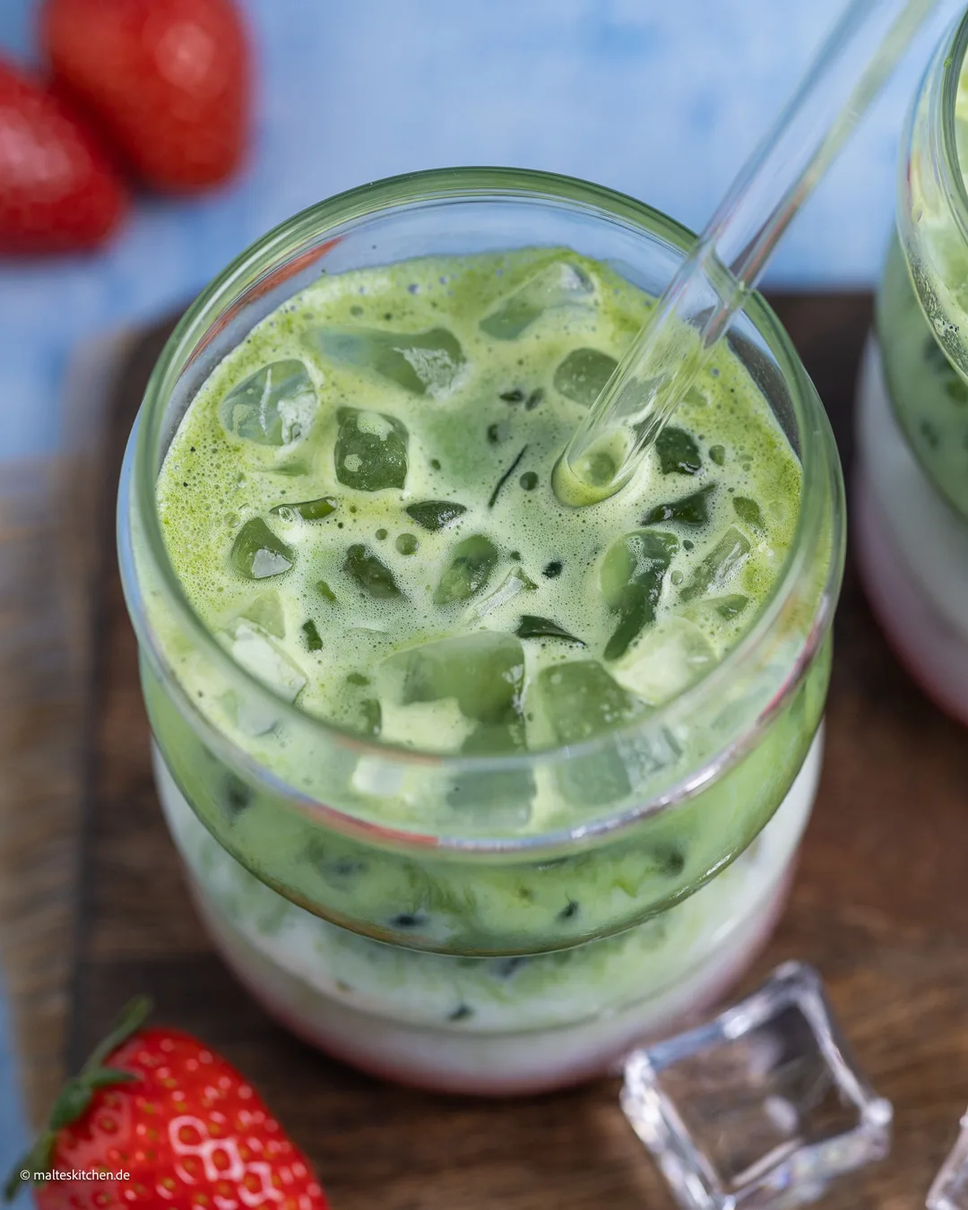 Matcha latte maison aux fraises