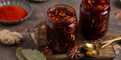 Crispy Chili Oil – huile d’assaisonnement avec de l’ail, des oignons frits et du piment