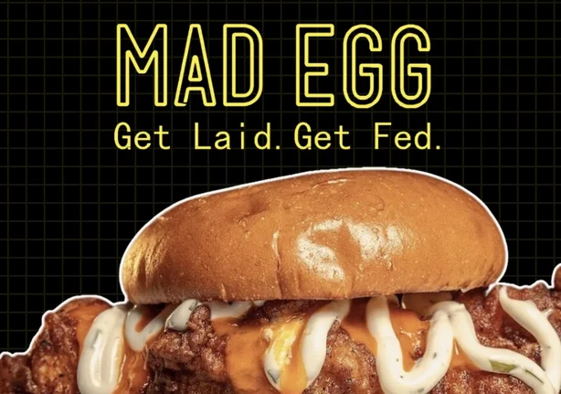 Burger Mad Egg et publicité