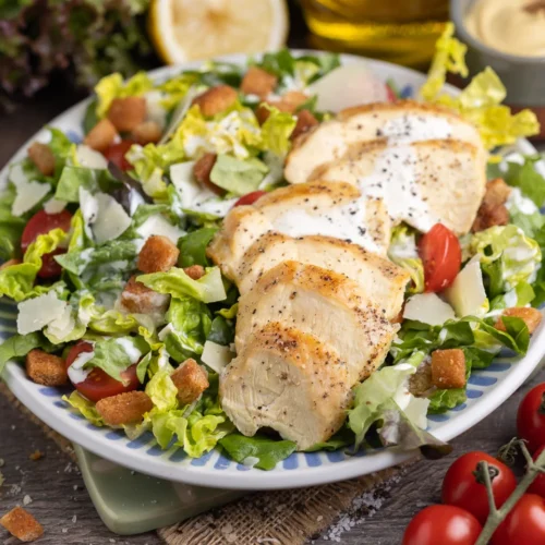 Salade César avec laitue romaine et poulet