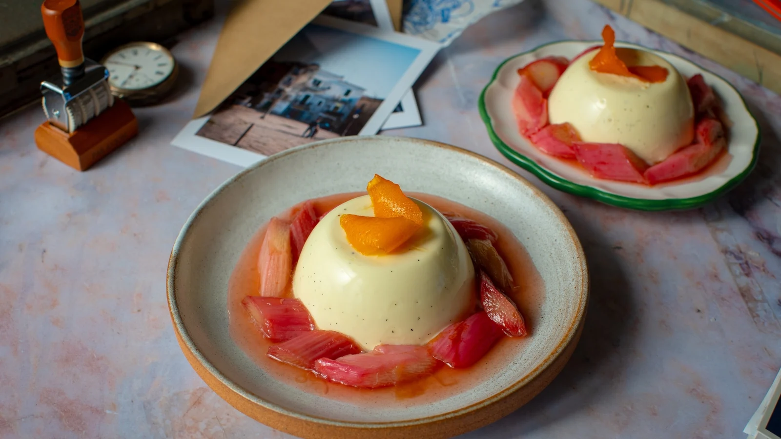 Cuisine italienne de Donal : Panna Cotta à la rhubarbe et à l'orange