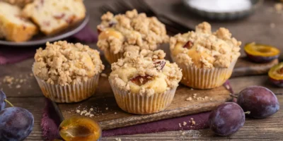 Muffins juteux aux prunes et streusel croquant à la cannelle