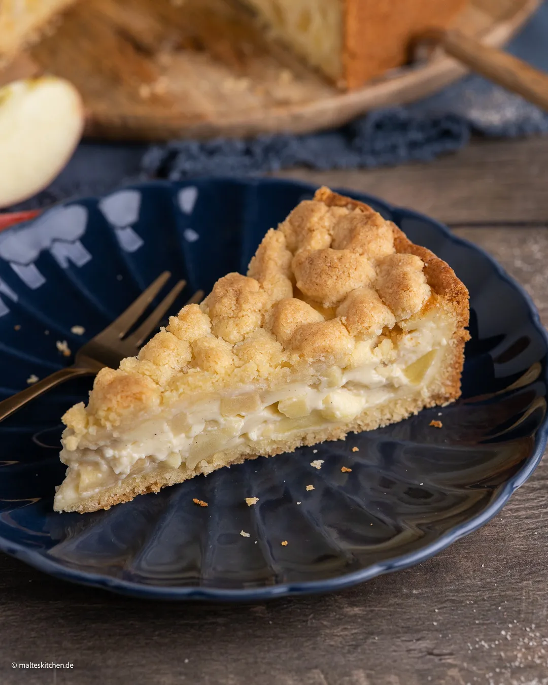 Tarte aux pommes fourrée au pudding